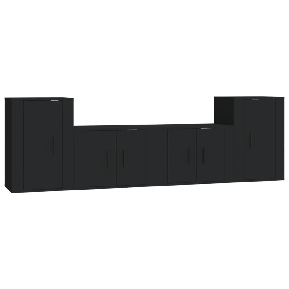 Set de muebles para TV 4 piezas madera contrachapada
