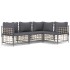 Set muebles de jardín 4 pzas y cojines ratán PE gris