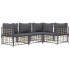 Set muebles de jardín 4 pzas y cojines ratán PE gris