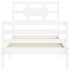 Estructura de cama con cabecero madera maciza blanco 90x200