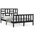 Estructura de cama con cabecero madera maciza negro 120x200