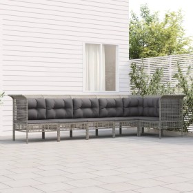 Set de muebles de jardín 6 pzas y cojines ratán sintético