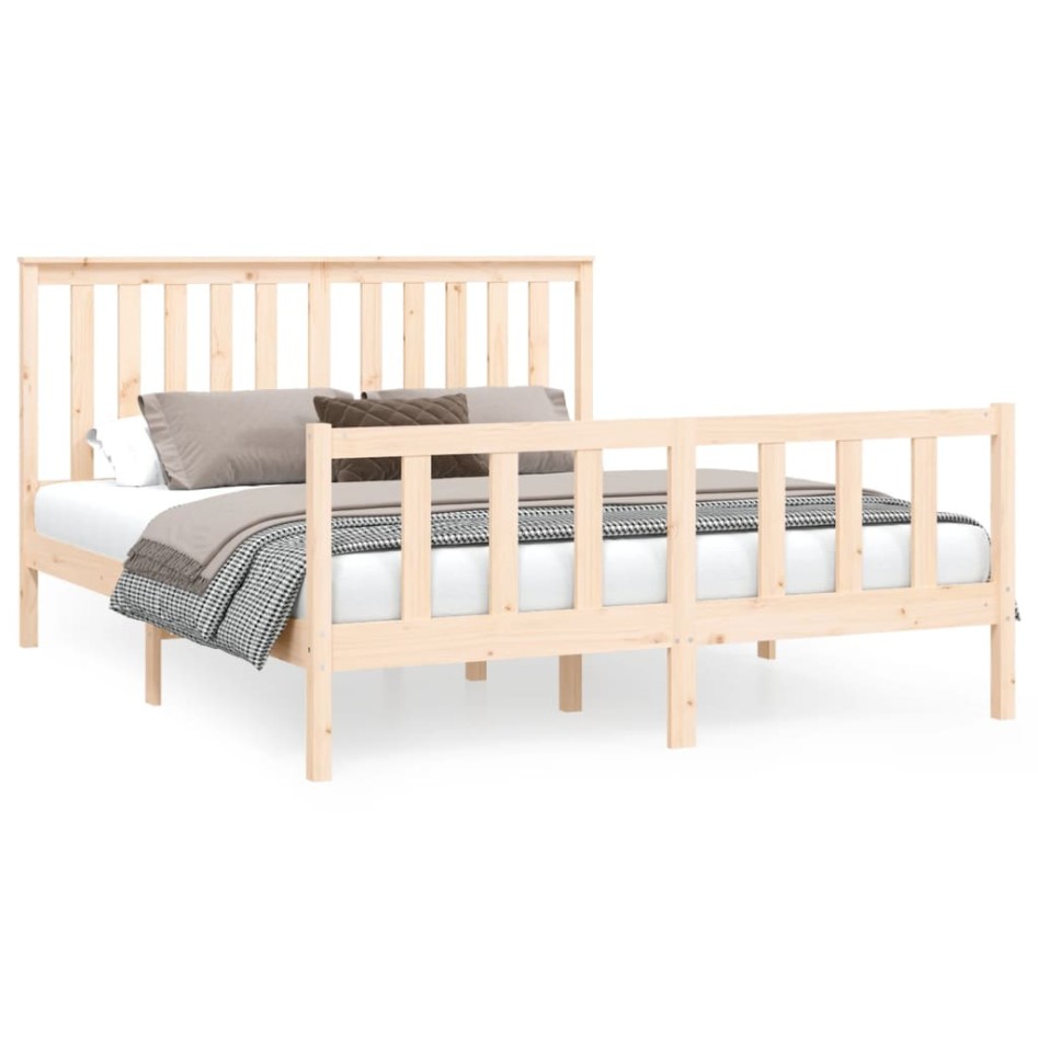 Estructura de cama con cabecero madera de pino blanco
