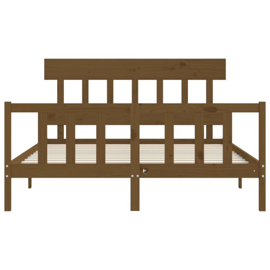 Estructura de cama matrimonio con cabecero madera marrón