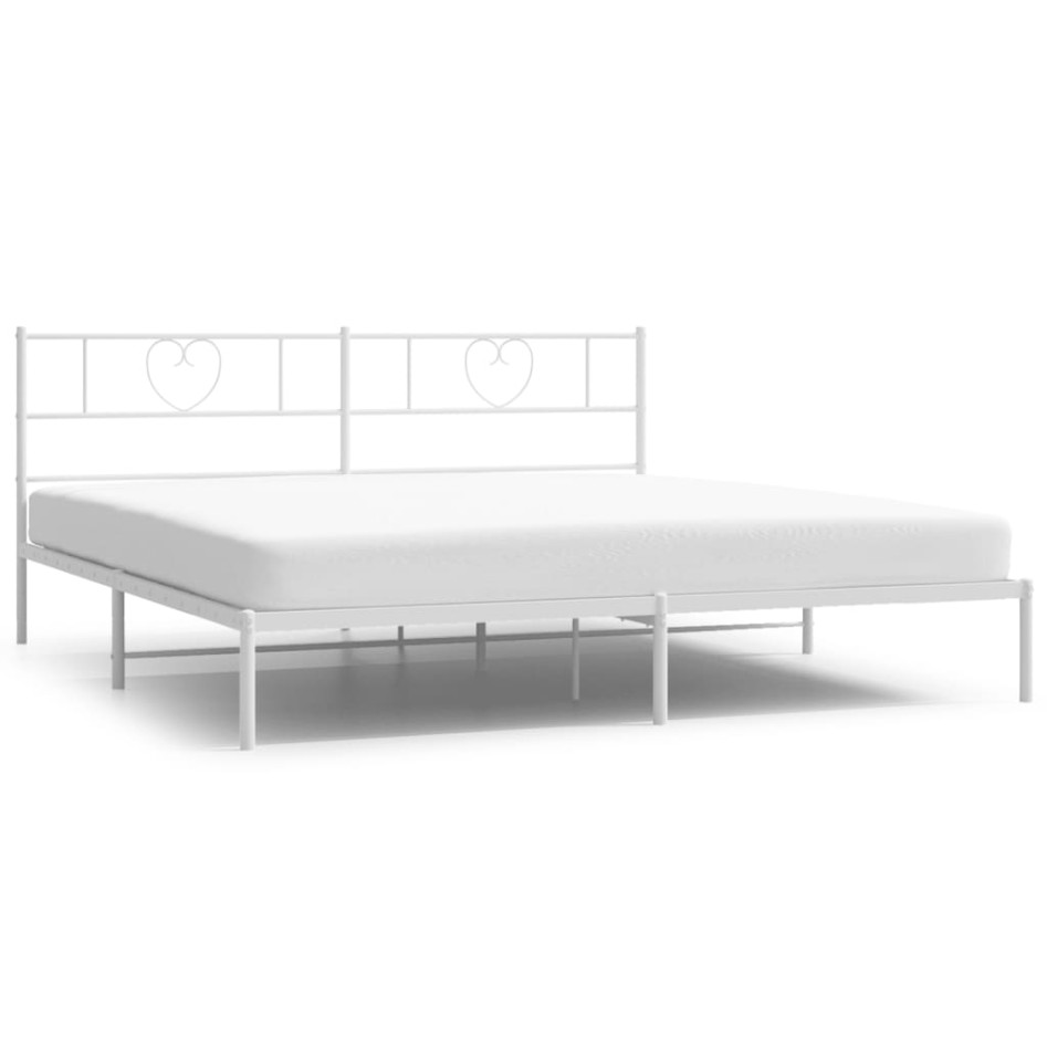 Estructura de cama de metal con cabecero blanco 193x203