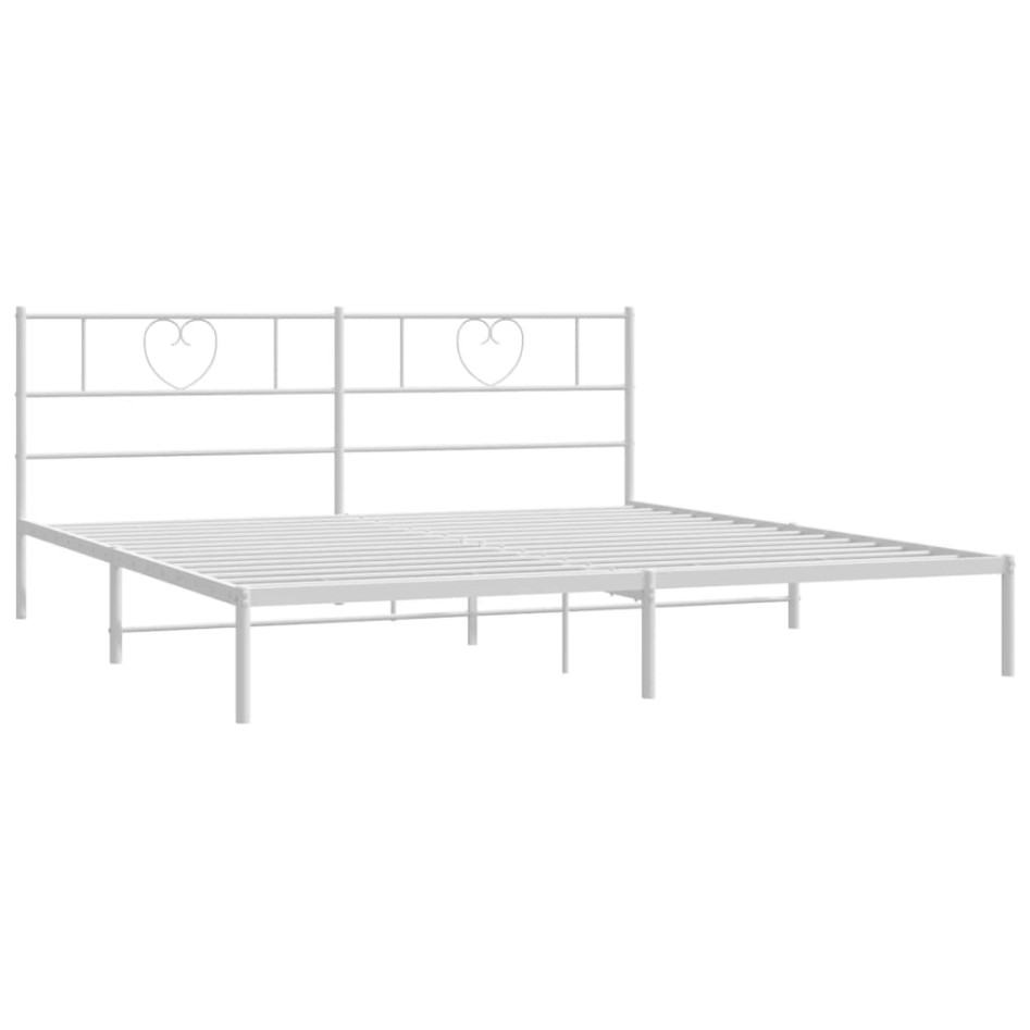 Estructura de cama de metal con cabecero blanco 193x203