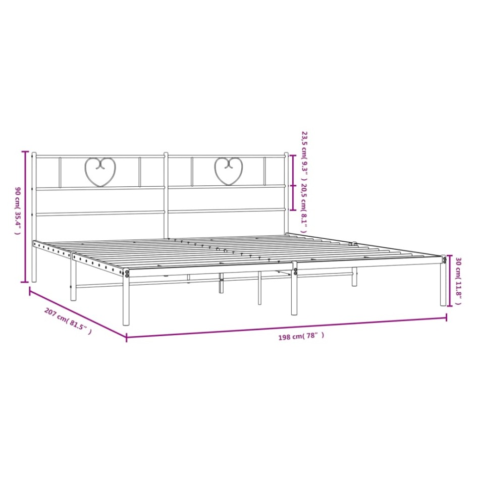 Estructura de cama de metal con cabecero blanco 193x203