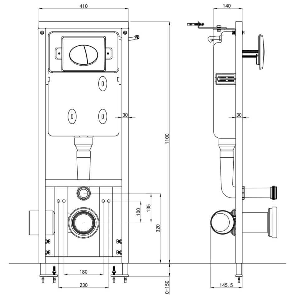Cisterna alta oculta 11 L 41x14x (110-125)