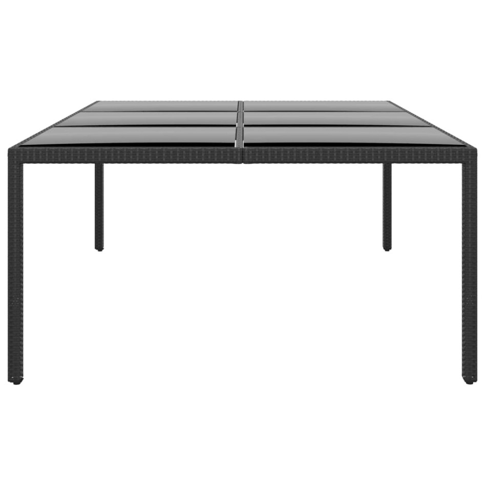 Mesa jardín vidrio templado ratán sintético negro 200x150x75