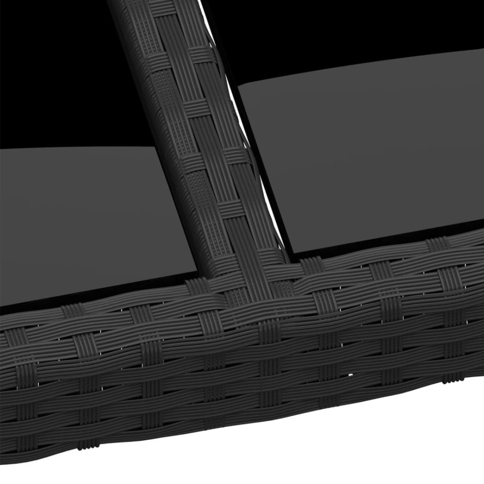 Mesa jardín vidrio templado ratán sintético negro 200x150x75