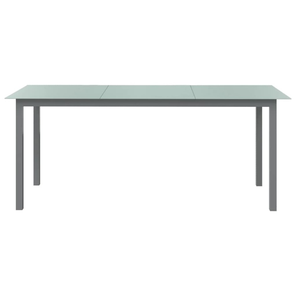 Mesa de jardín de aluminio y vidrio gris claro 190x90x74