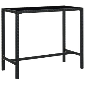 Mesa alta de jardín ratán sintético y vidrio negro