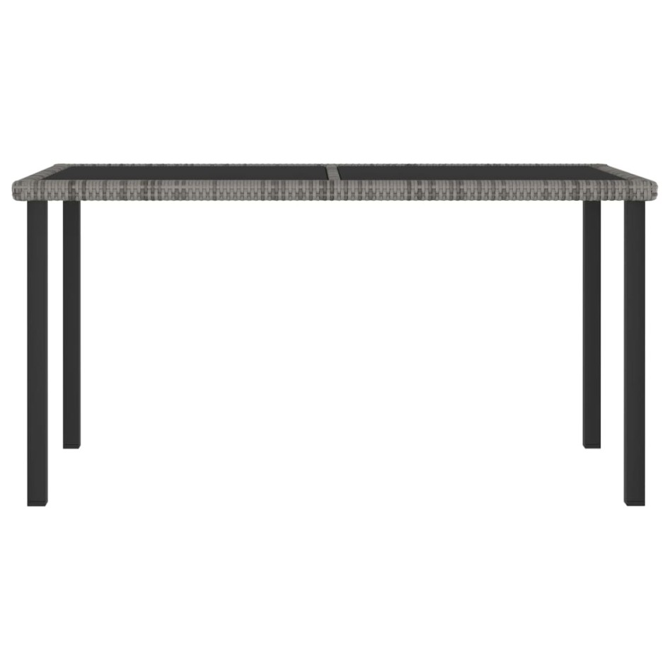 Mesa de comedor para jardín ratán sintético gris 140x70x73
