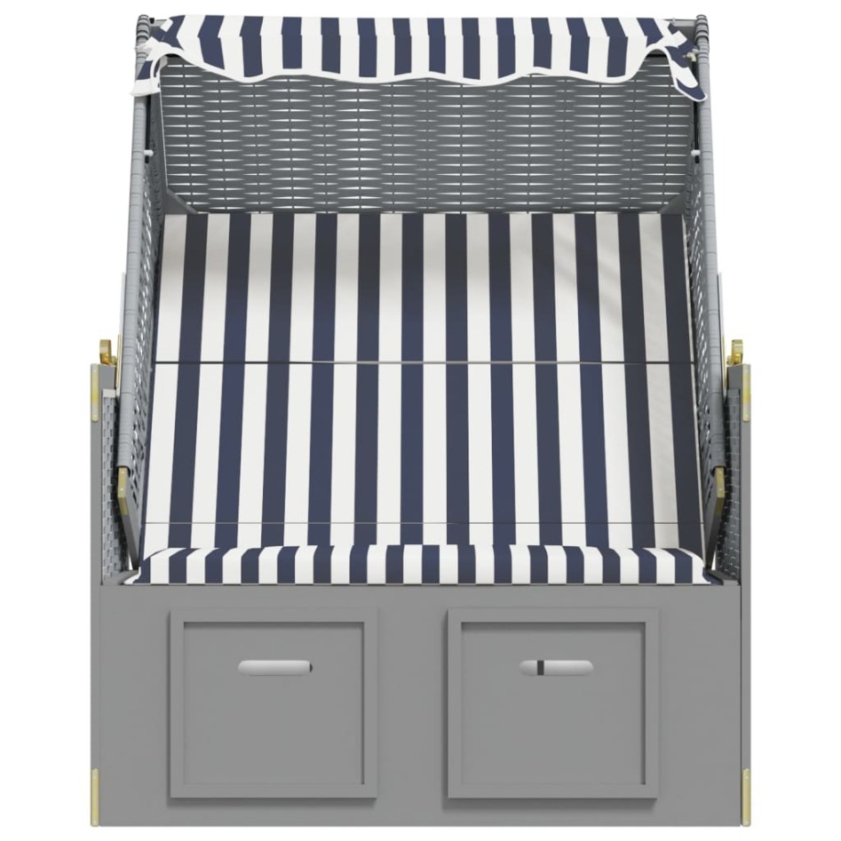Silla playa Strandkorb dosel ratán sintético madera azul