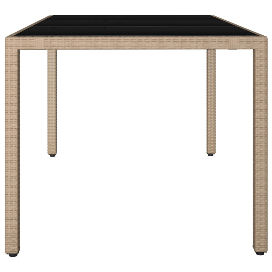 Mesa de jardín ratán beige y superficie de vidrio
