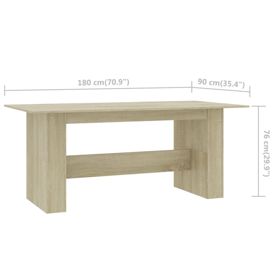 Mesa de comedor madera de ingeniería roble Sonoma 180x90x76