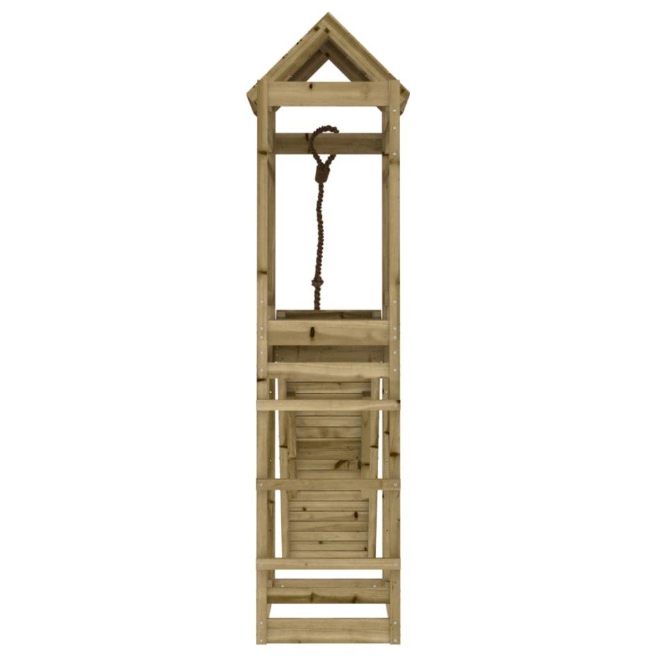 Parque infantil con pared de escalada madera impregnada de