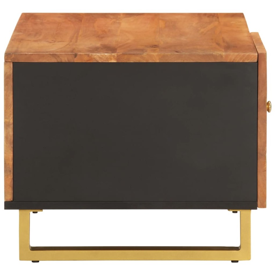 Mesa de centro madera maciza de mango negro marrón 80x50x40