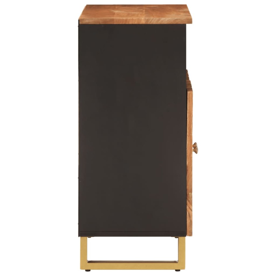 Mueble auxiliar madera maciza mango marrón/negro 60x33,5x75