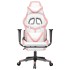 Silla gaming masaje y reposapiés cuero sintético blanco y