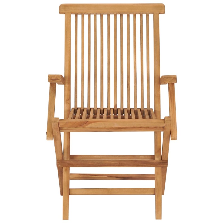 Sillas de jardín 4 uds madera teca con cojines crema