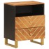 Mesita de noche madera maciza mango marrón y negro 50x33x60