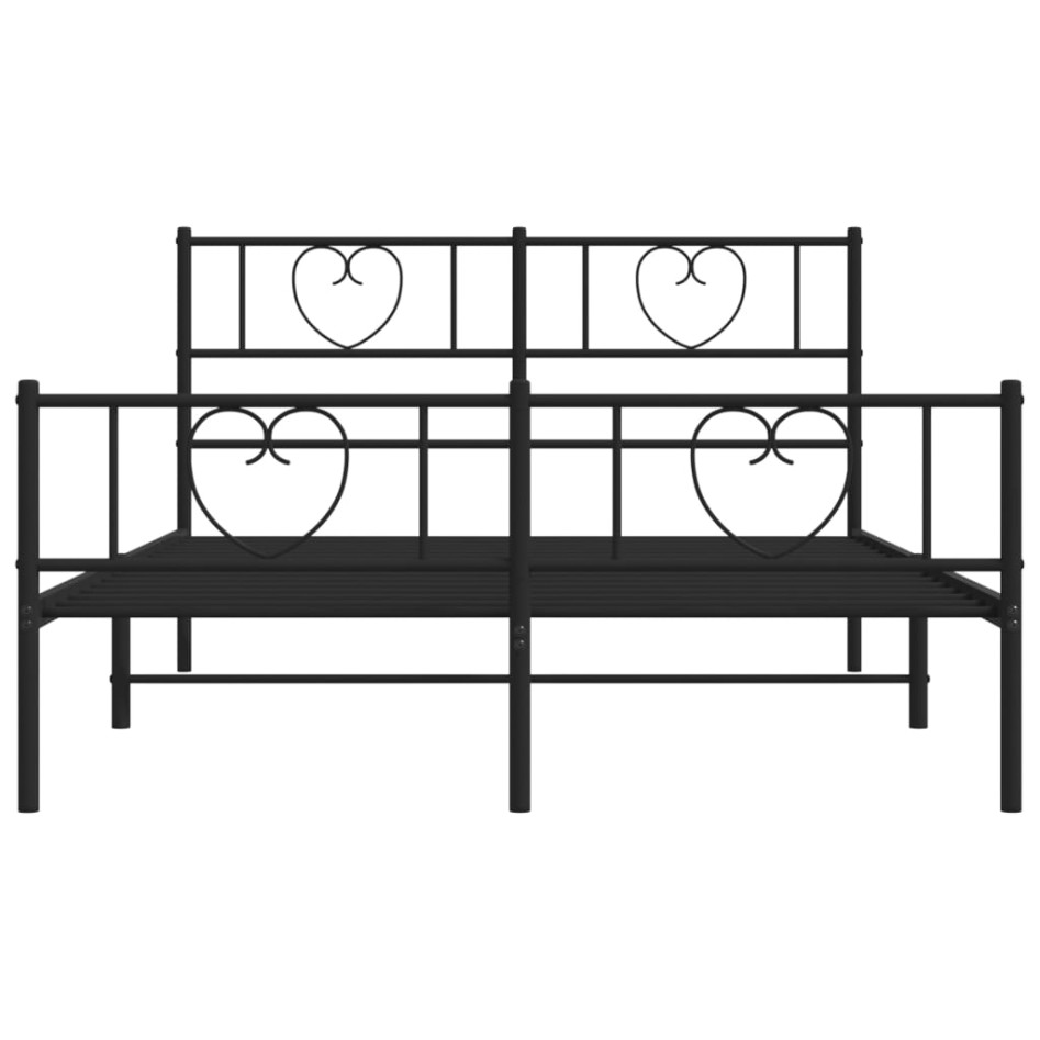 Estructura de cama cabecero y estribo metal negro 135x190