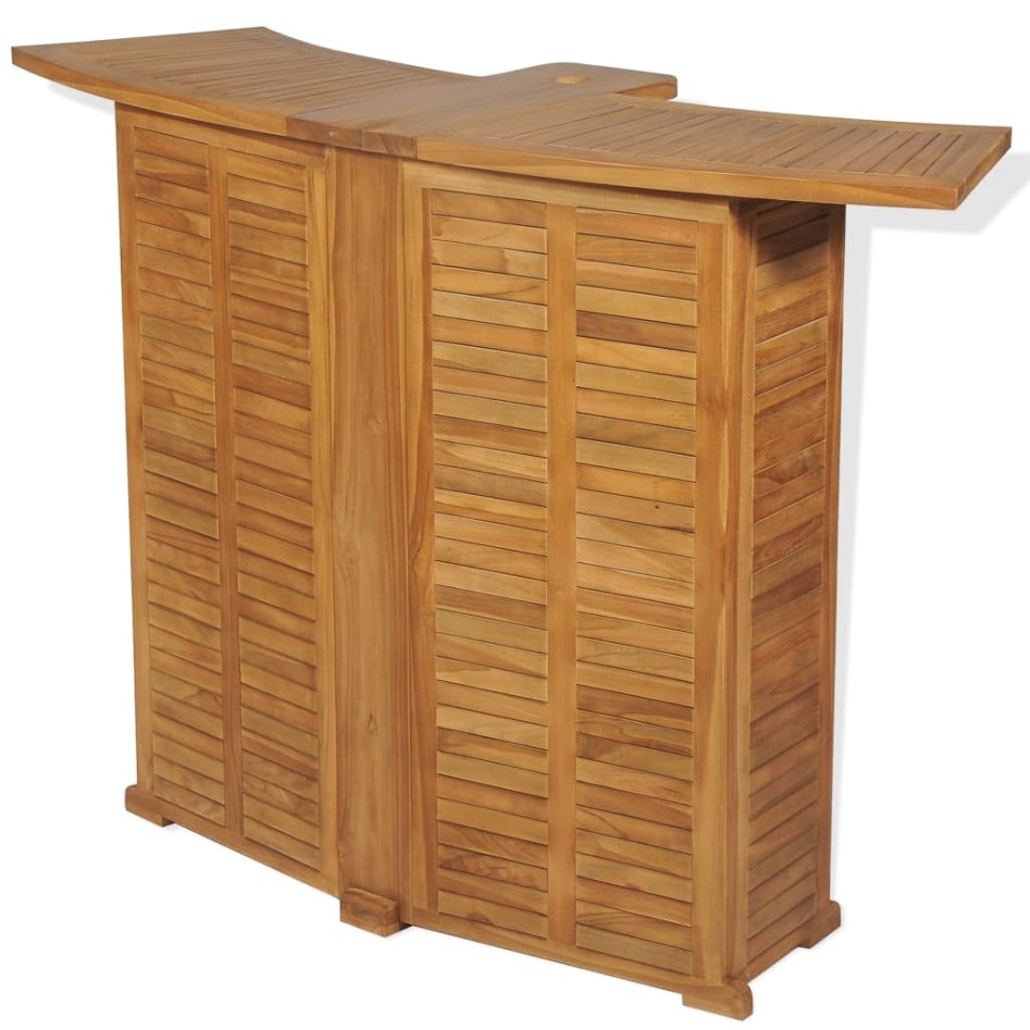 Mesa de bar plegable de madera teca maciza 155x53x105