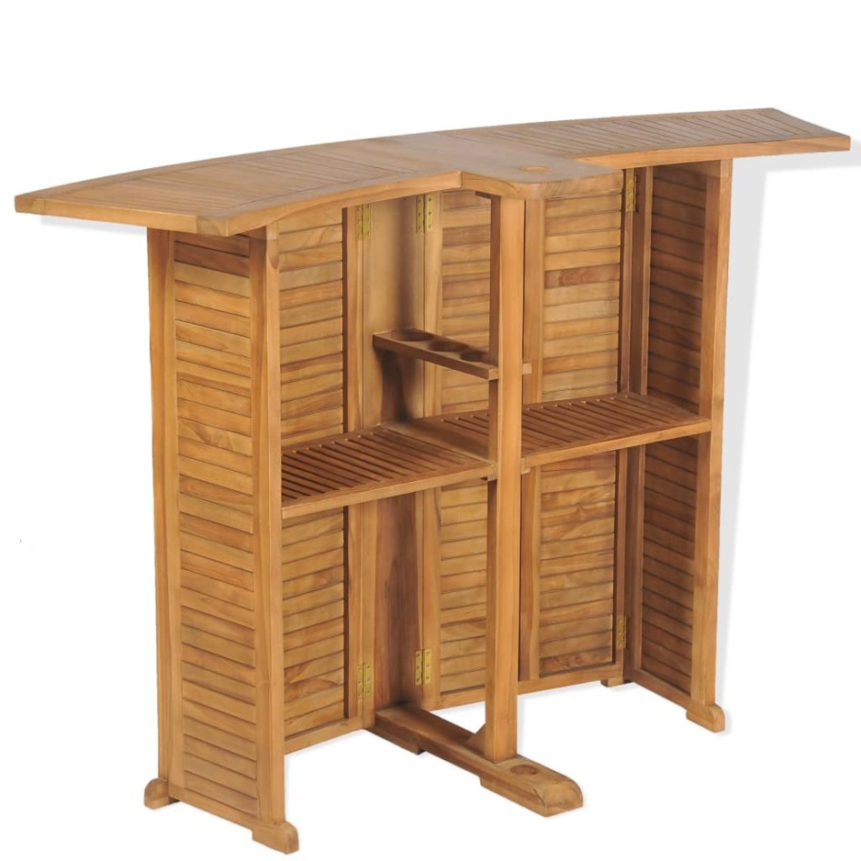 Mesa de bar plegable de madera teca maciza 155x53x105