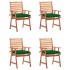 Sillas comedor de jardín y cojines 4 uds madera maciza