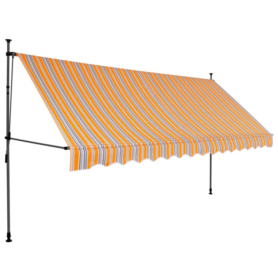 Toldo retráctil manual con LED amarillo y azul 350