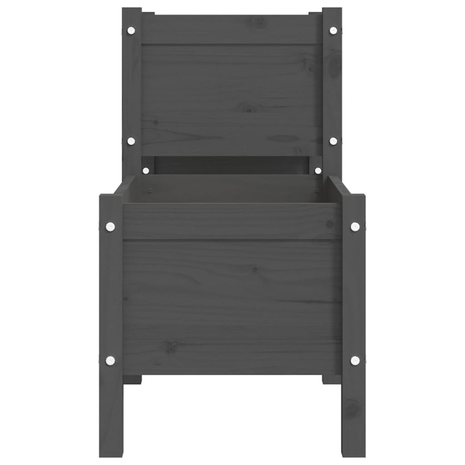 Jardinera de madera de pino maciza gris 178,5x44x75