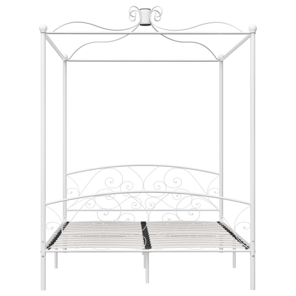Estructura de cama con dosel metal blanco 180x200
