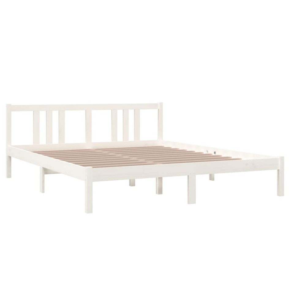 Estructura de cama de madera maciza blanco 160x200