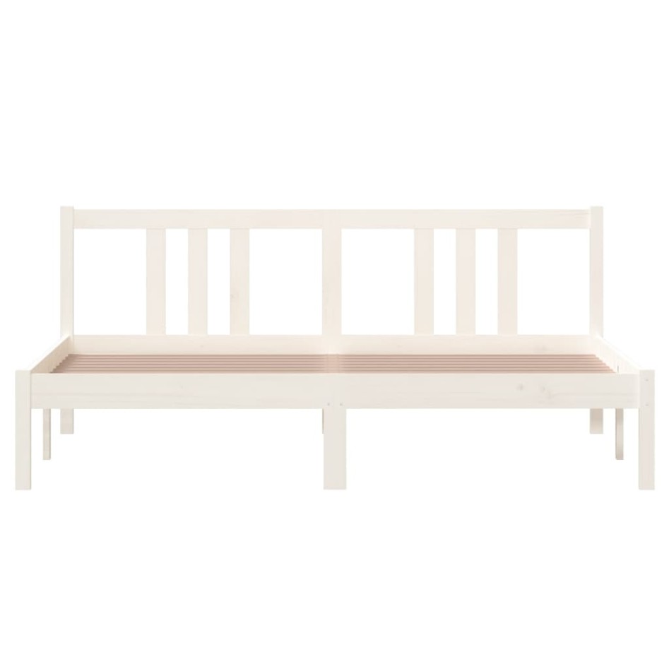 Estructura de cama de madera maciza blanco 160x200