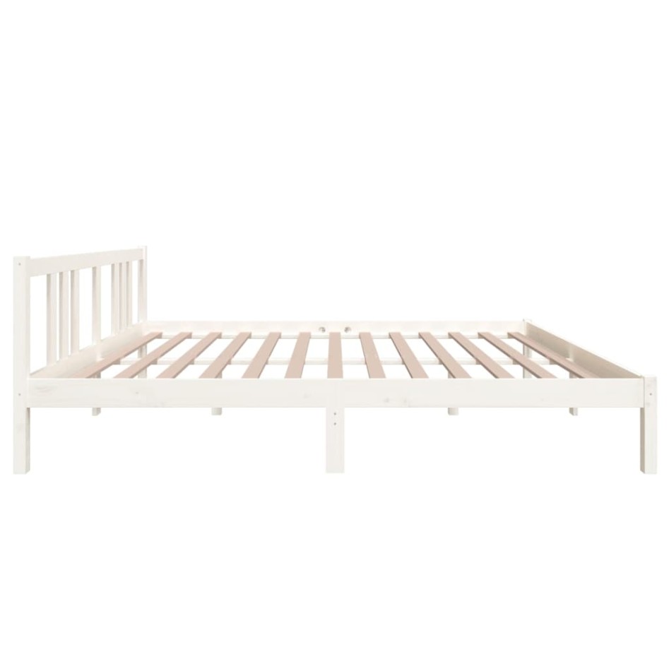 Estructura de cama de madera maciza blanco 160x200