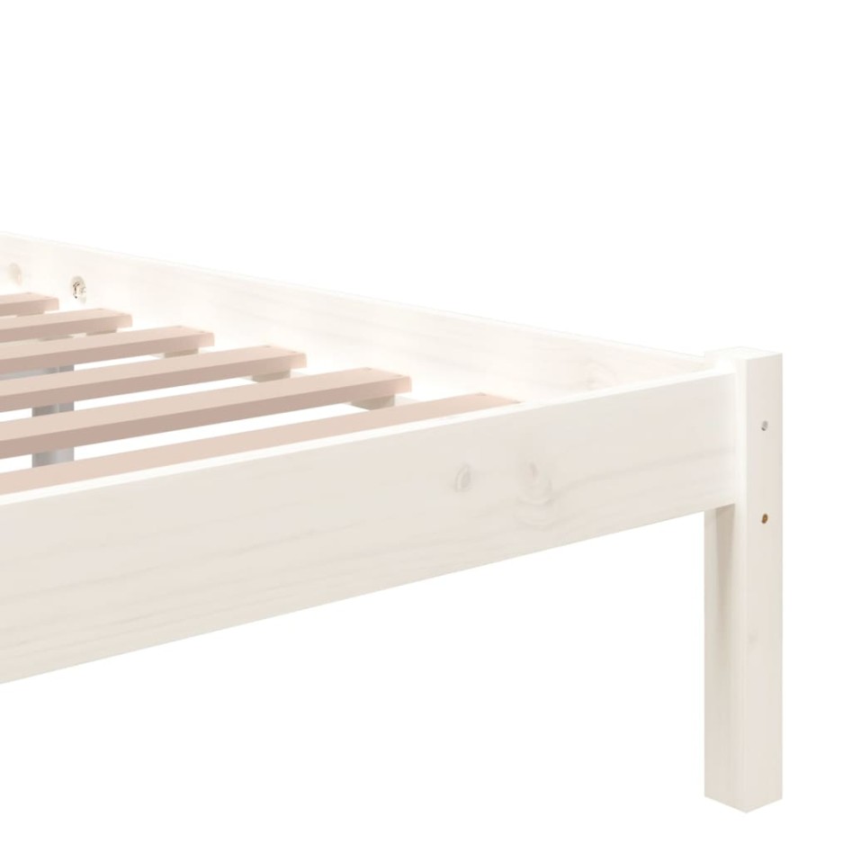 Estructura de cama de madera maciza blanco 160x200