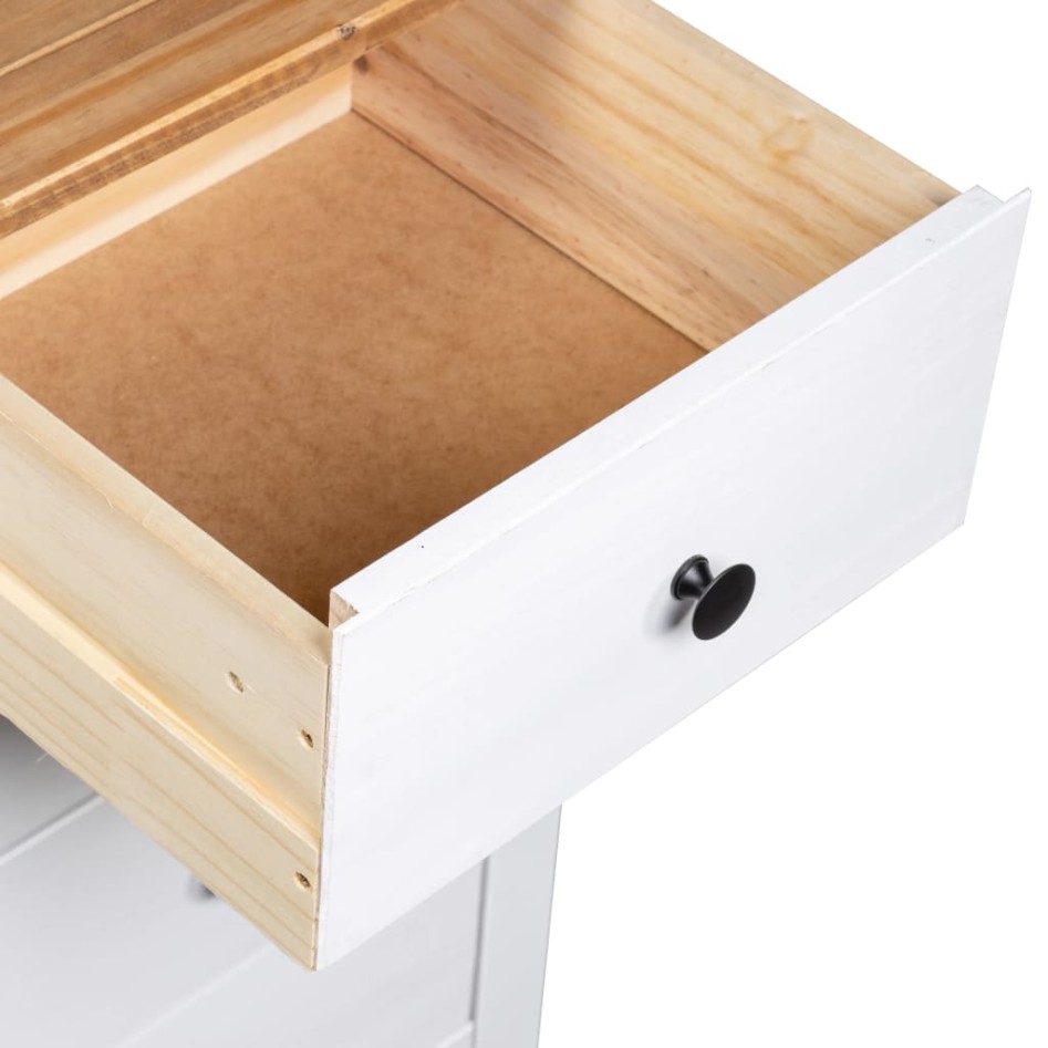 Aparador de madera maciza pino estilo Panamá blanco 46x40x89