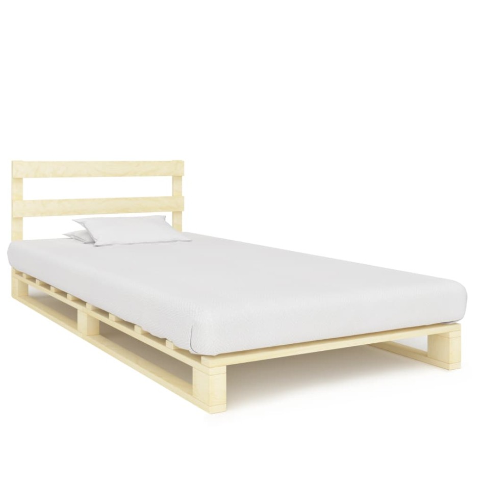 Estructura de cama de palés madera maciza de pino 90x200
