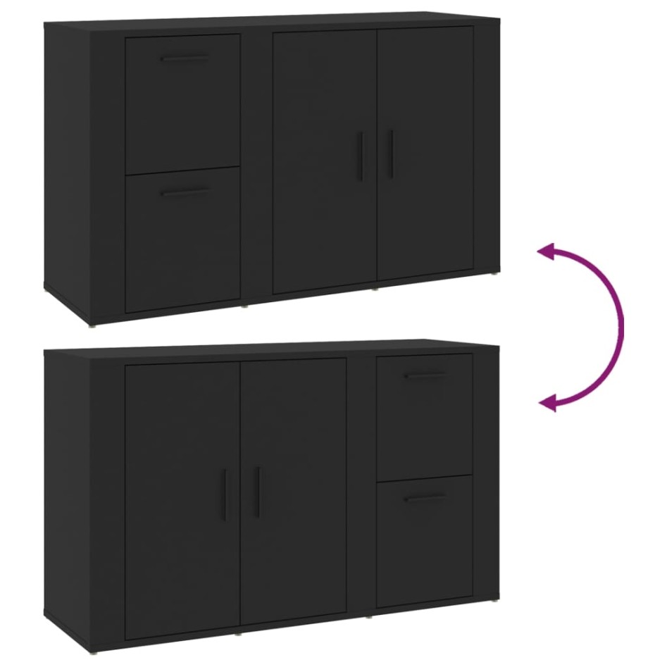 Aparador de madera contrachapada negro 100x33x59,5