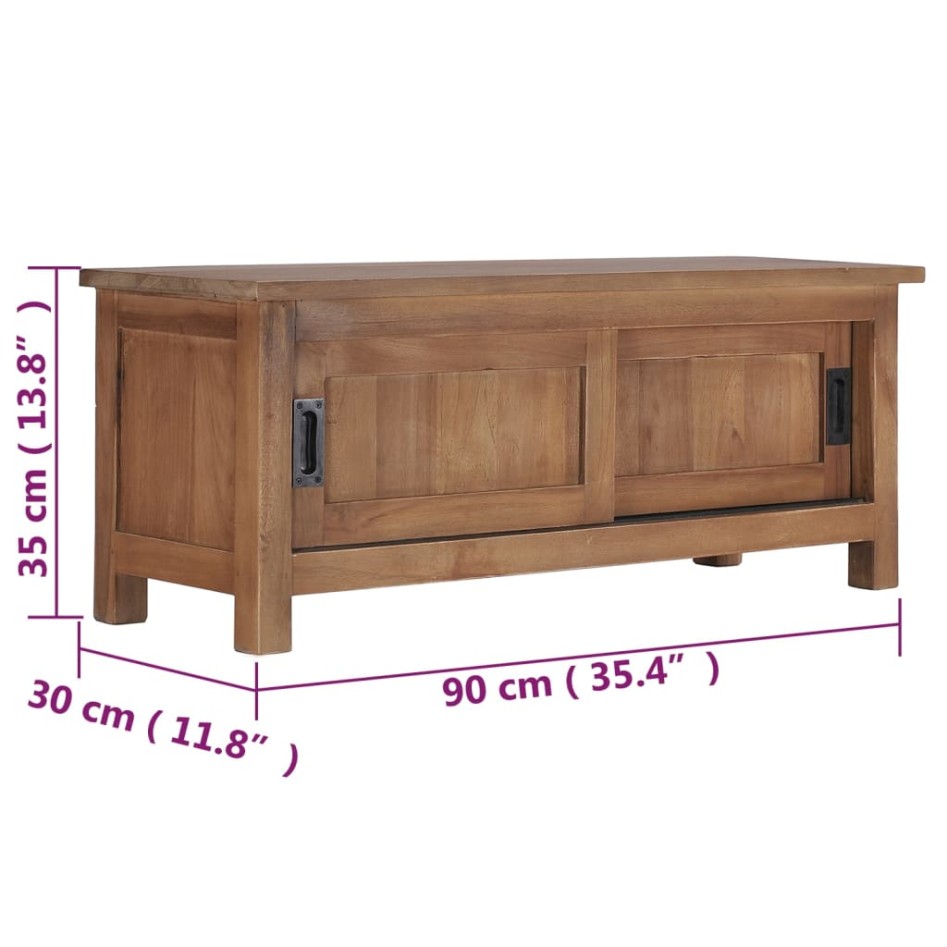 Mueble para TV de madera de teca maciza 90x30x35