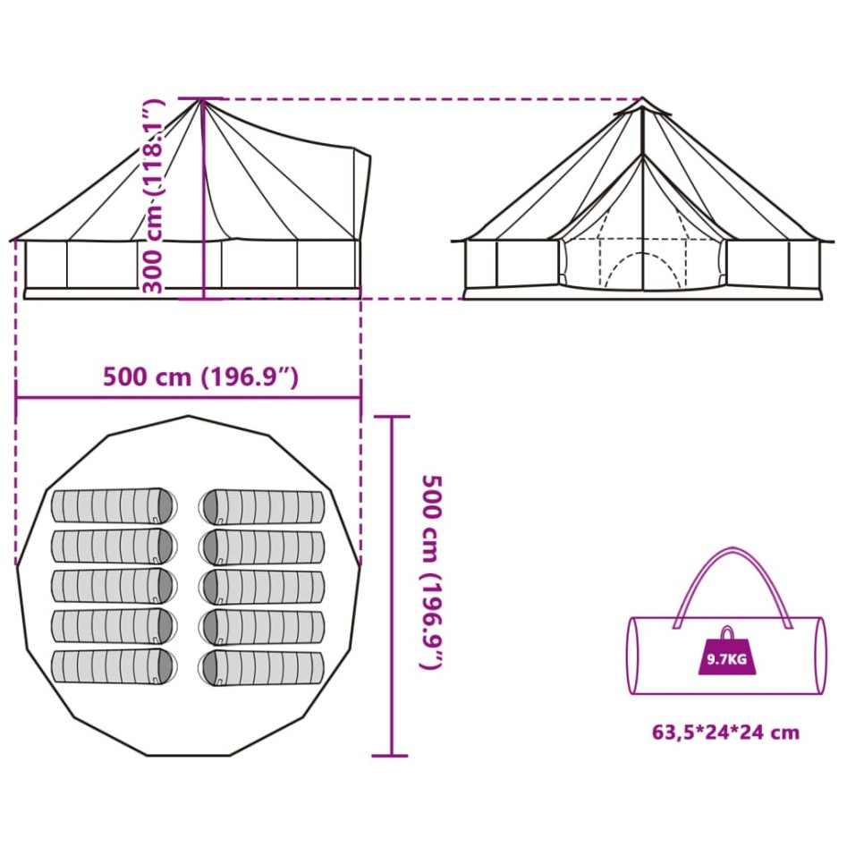 Tienda de campaña familiar tipi 10 personas impermeable azul