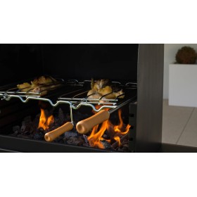 Kit de parrilla giratorio con 2 aros 58x40 cms