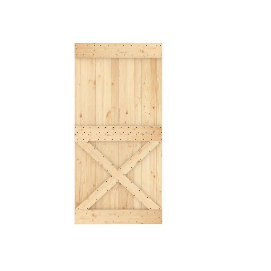 Puerta corredera con herrajes madera maciza de pino 100x210