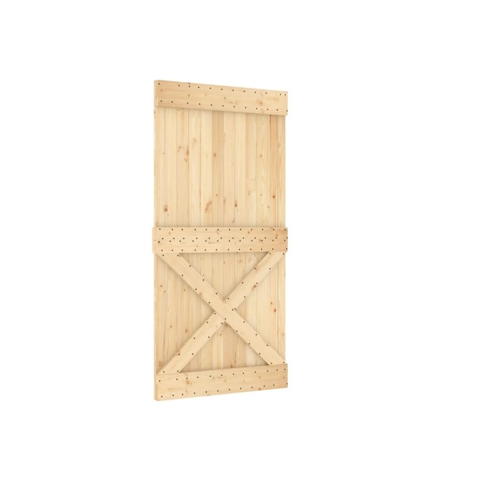 Puerta corredera con herrajes madera maciza de pino 100x210