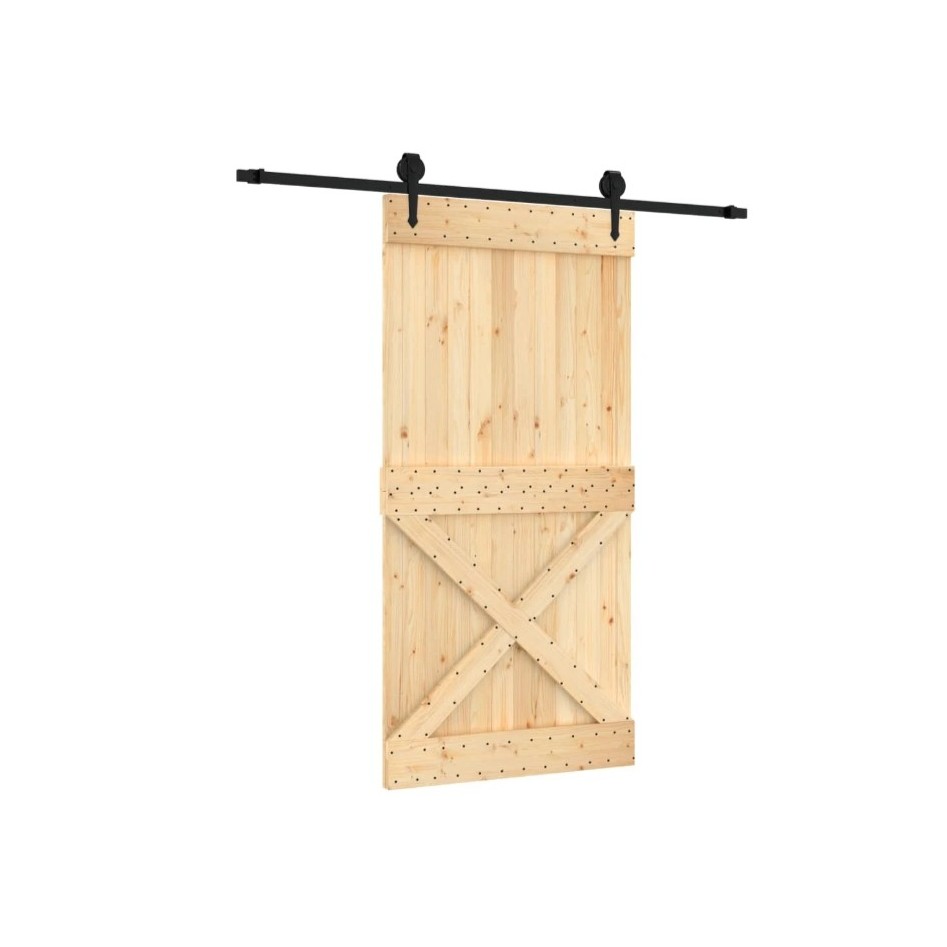 Puerta corredera con herrajes madera maciza de pino 100x210