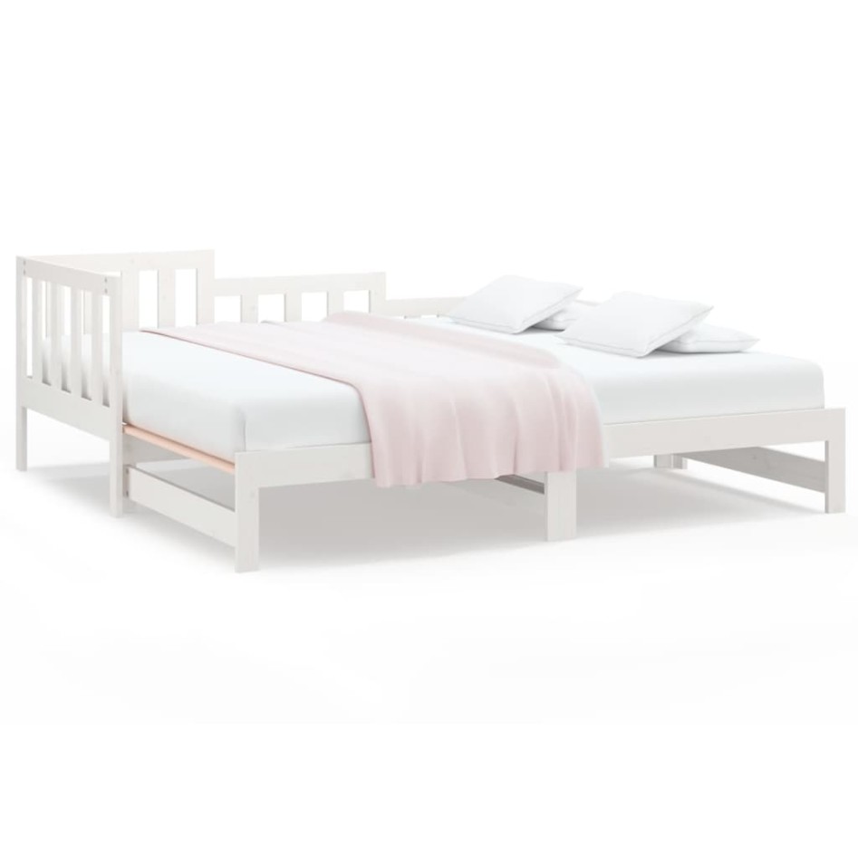 Sofá cama extraíble madera maciza de pino blanco 2x(80x200)
