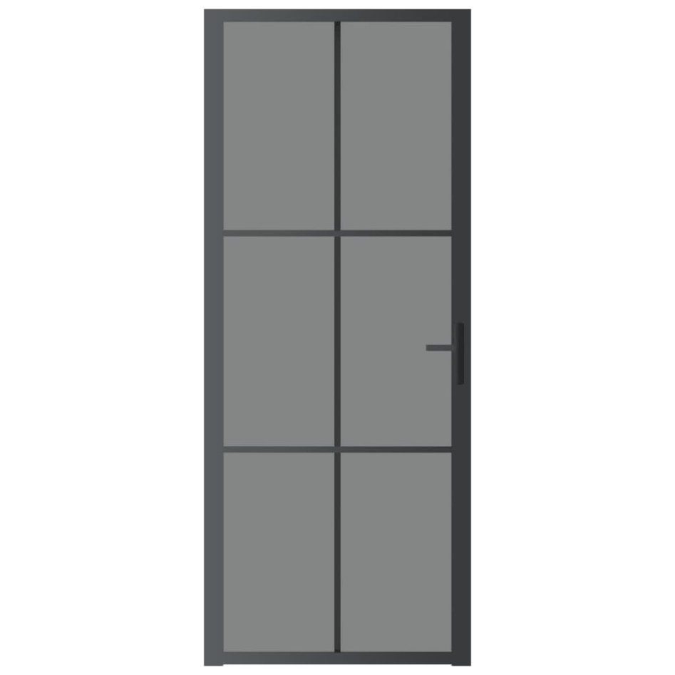 Puerta interior vidrio EGS y aluminio negro 83x201,5