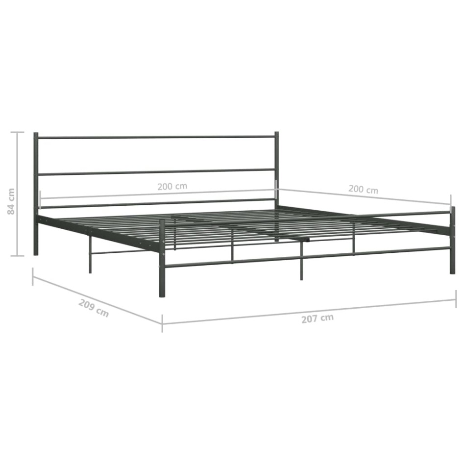Estructura de cama de metal gris 200x200