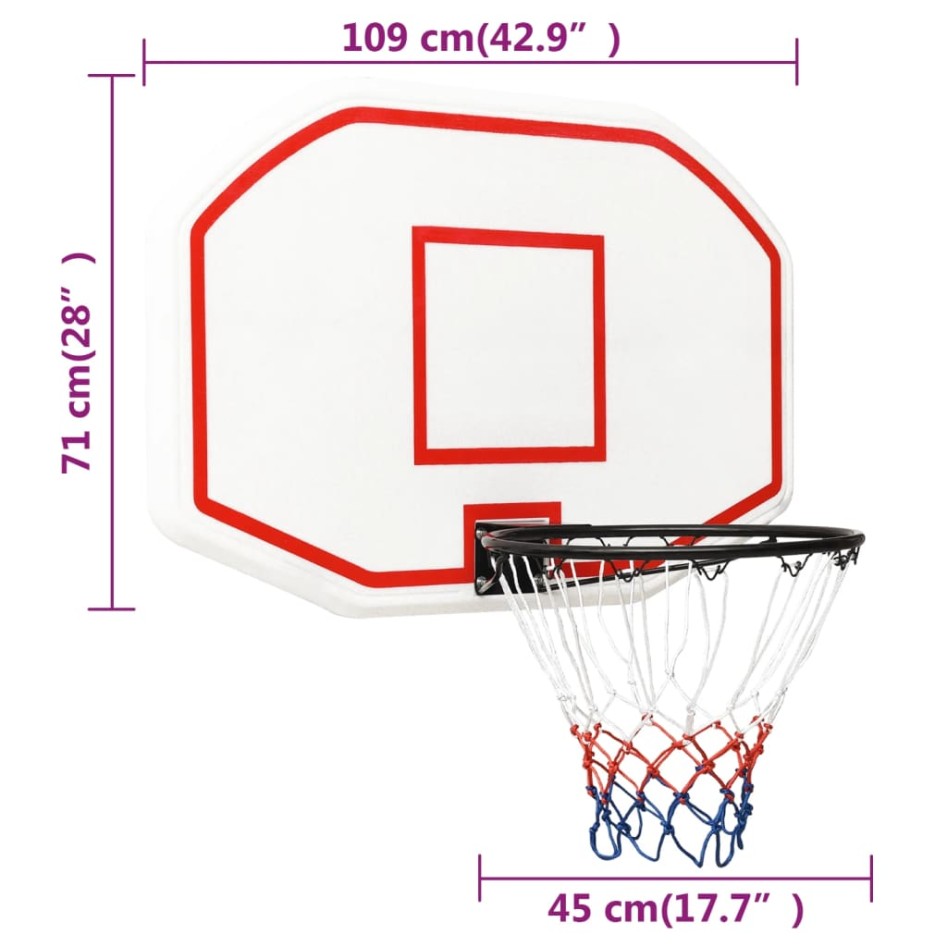 Tablero de baloncesto polietileno blanco 109x71x3